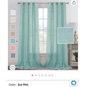 Extra Long Sheer Blue Linen Curtains 52" x 95"